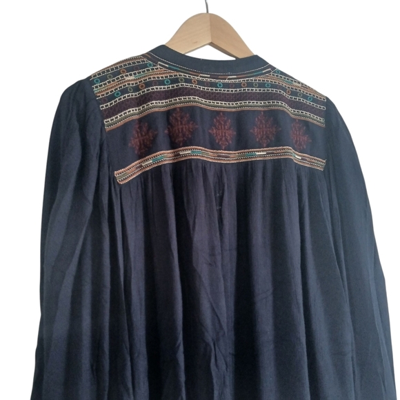 Umgee Tunic Top Kimono Embellished Embroidered Pleated Lightweight Open Front - Picture 8 of 13